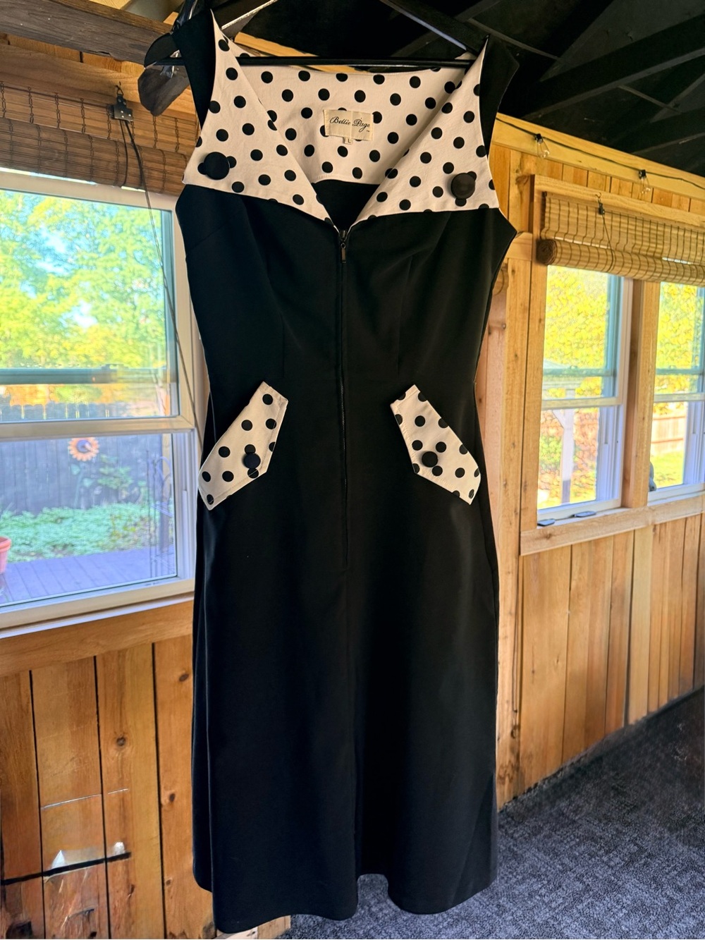 Bettie Page Black Dress with White Polka Dot Accents